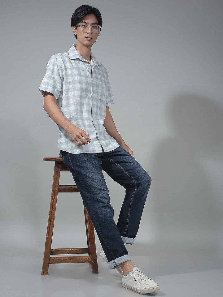 Grey Checked 100% Cotton Shirt