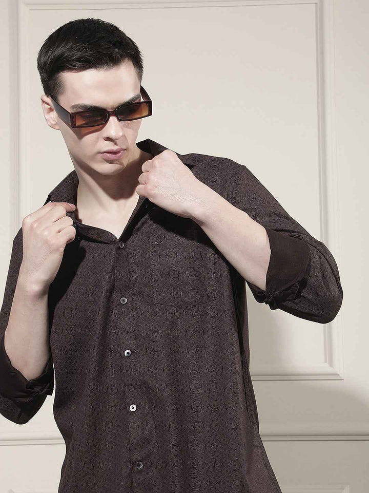 New Brown Printed Shirt