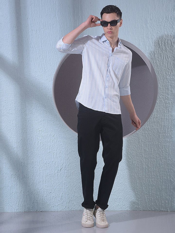 Blue Vertical Stripes Shirt