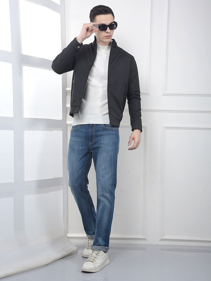 Black Printed Puffer Jacket