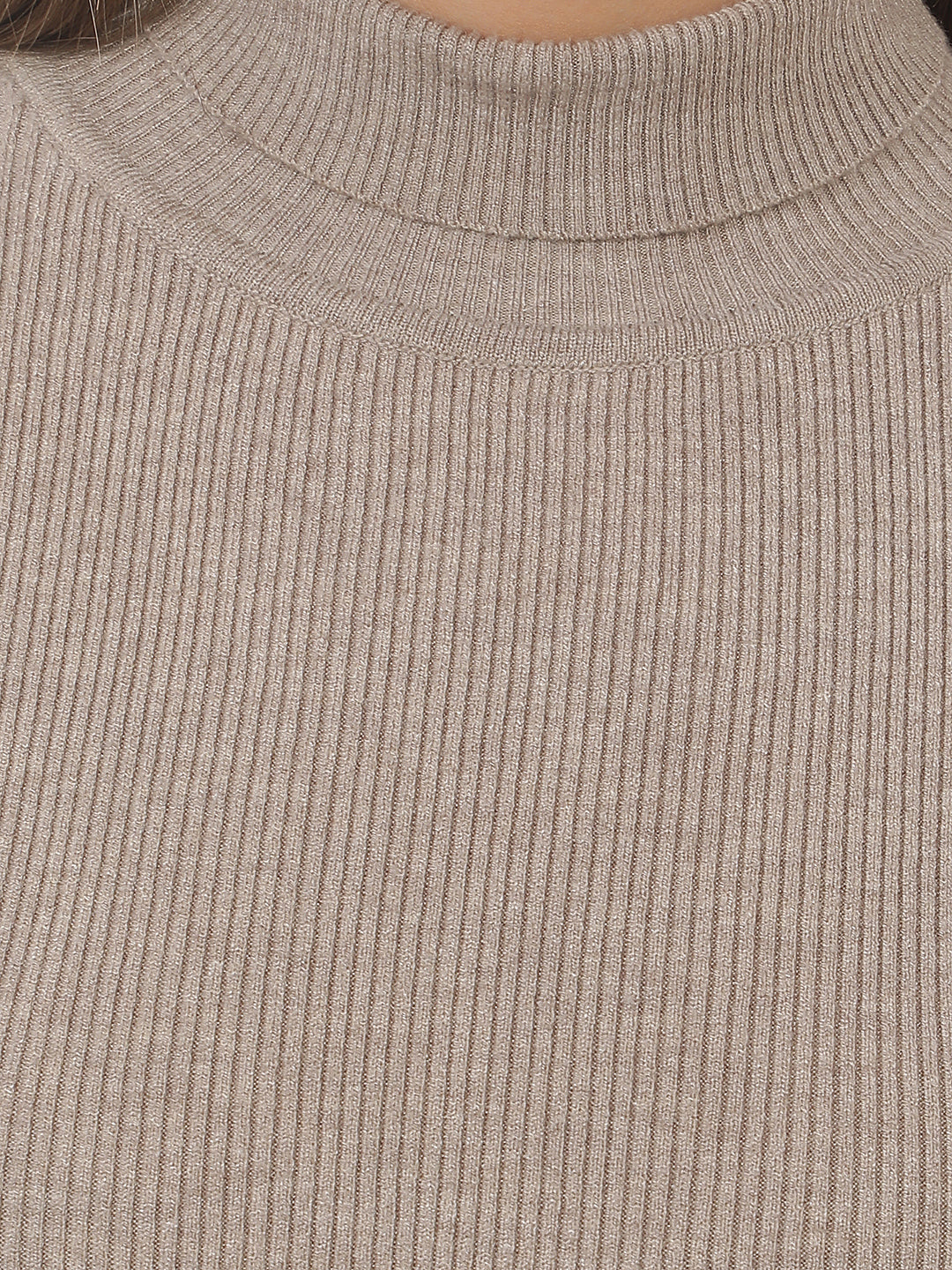 Beige High Neck Sweater
