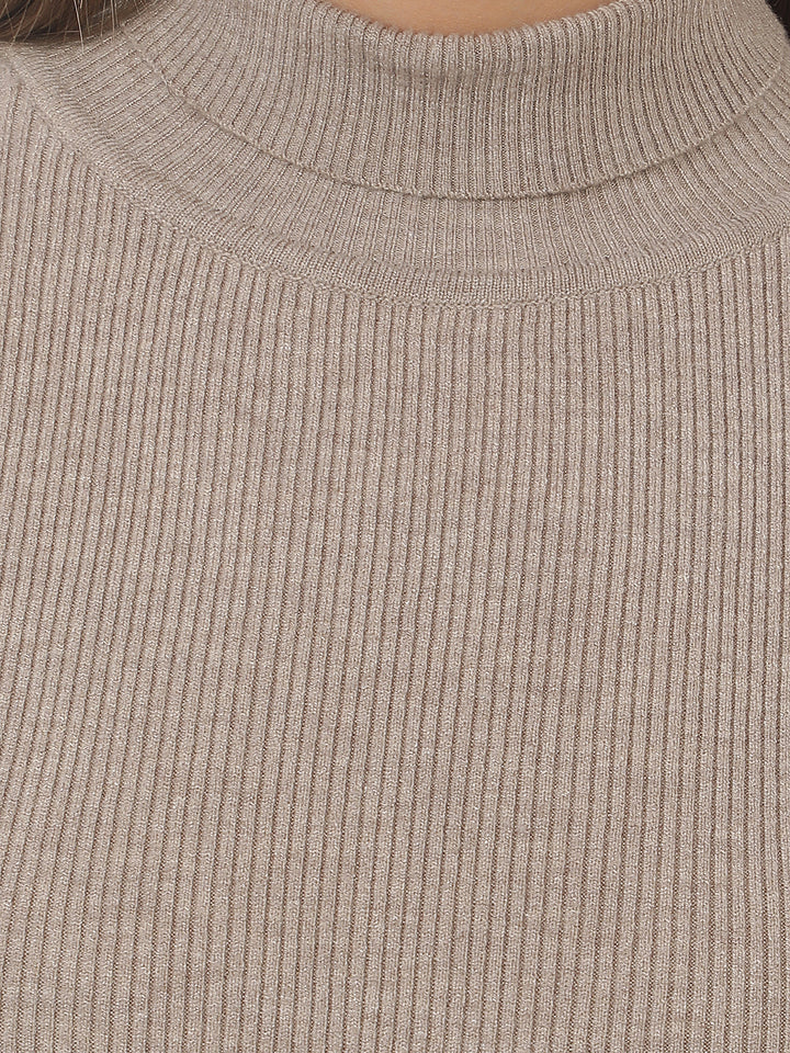 Beige High Neck Sweater