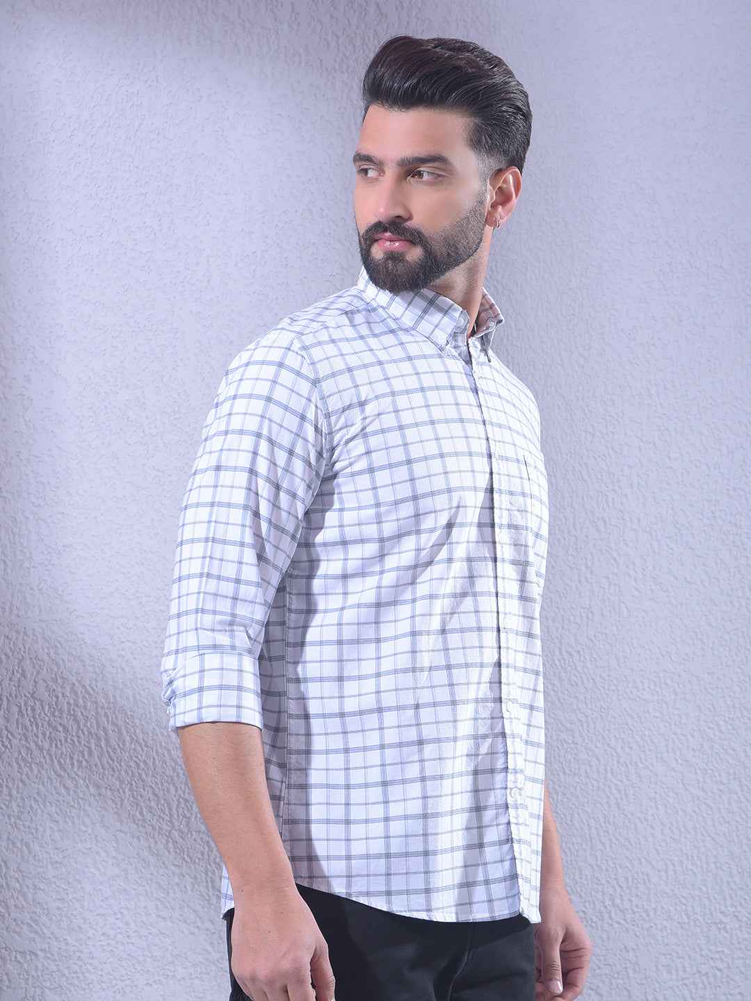 Grey Checked 100% Cotton Shirt