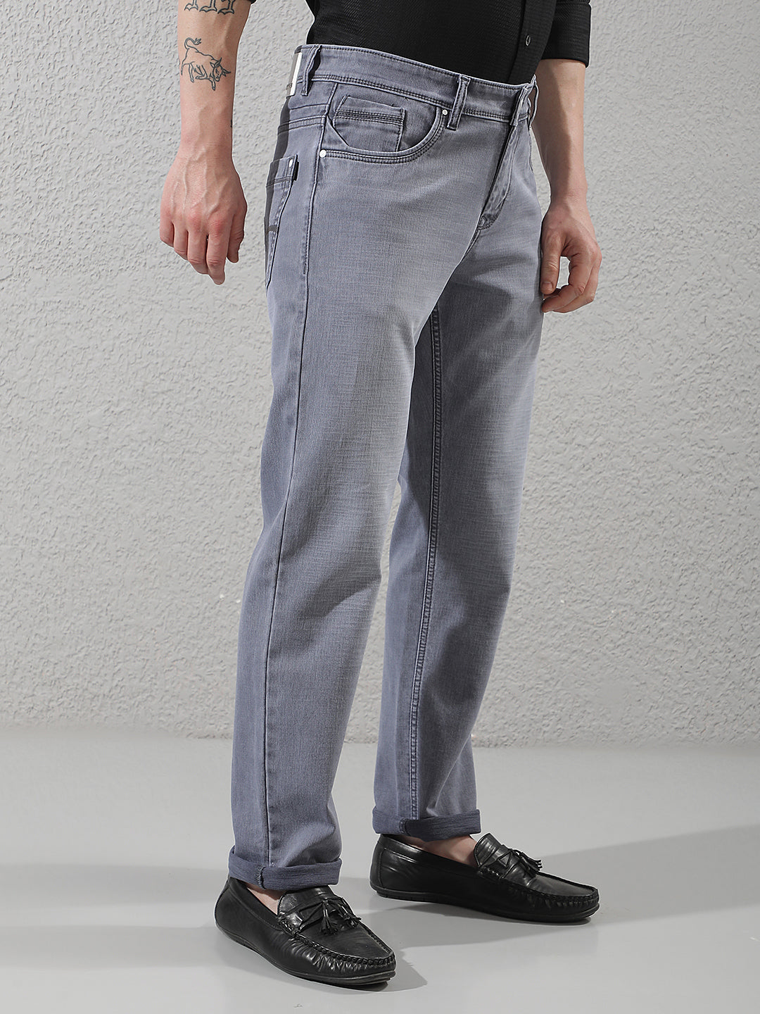 Smoke Grey Straight Jeans