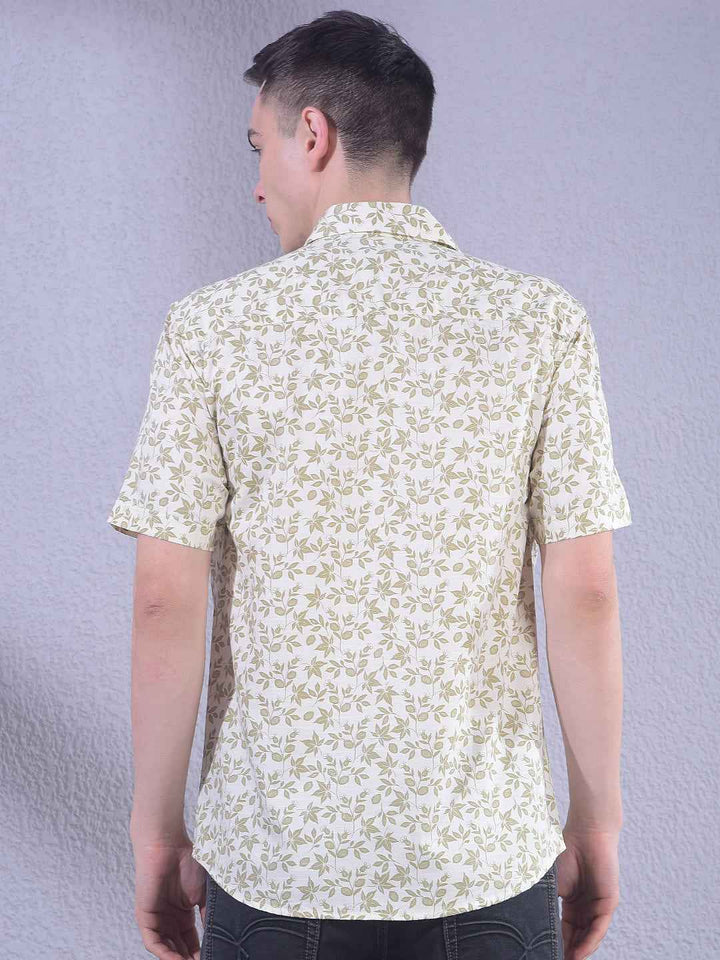 Olive Floral Print Shirt