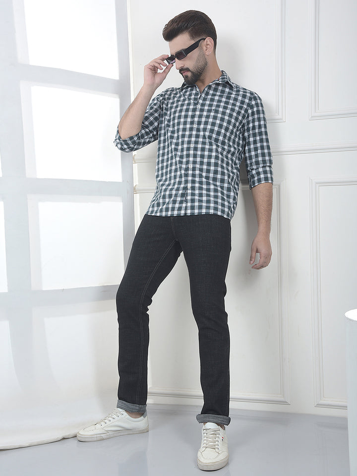 Moss Green Checked 100% Cotton Shirt