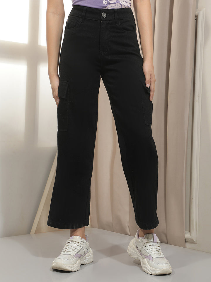 Black Straight Cargo Jeans