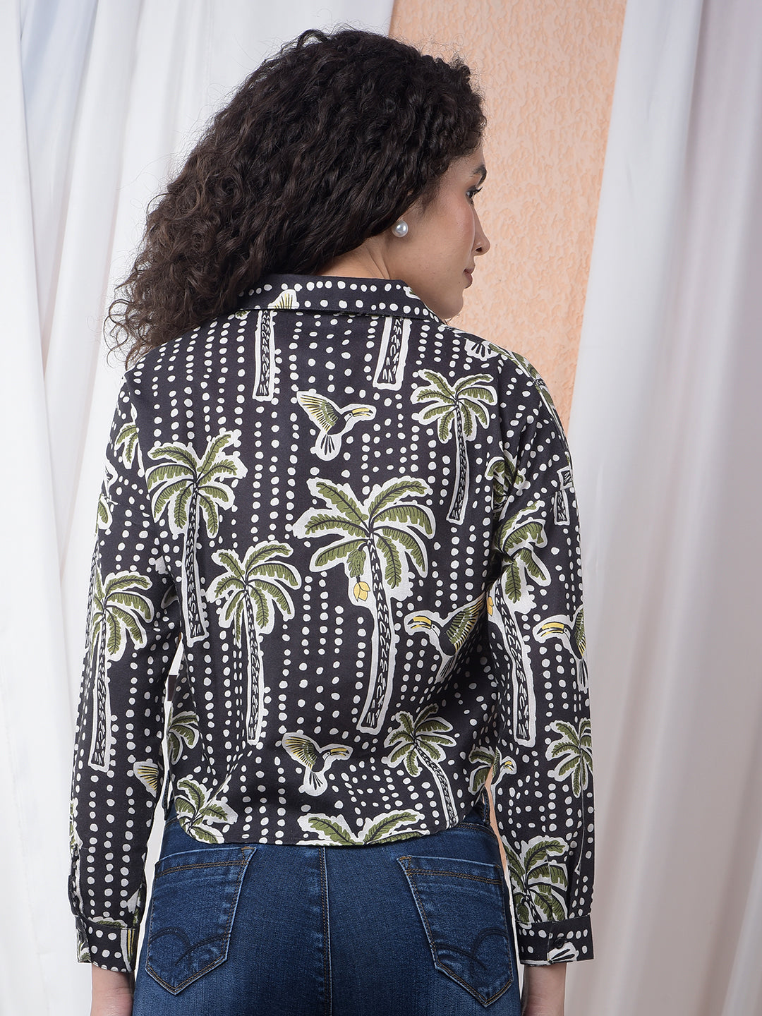 Tropical Vibes Printed Green Shirt