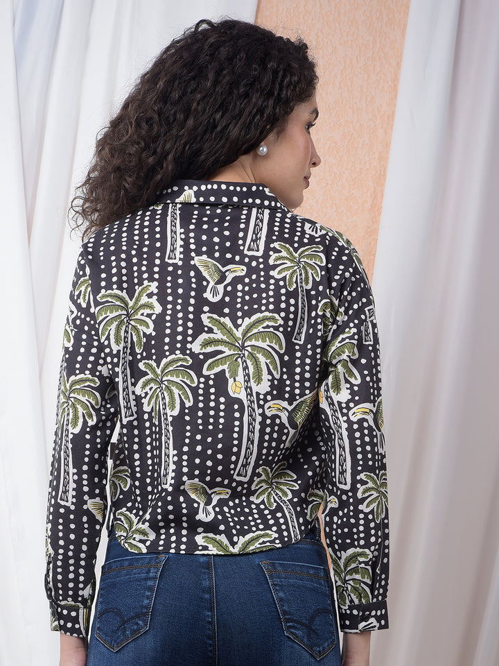 Tropical Vibes Printed Green Shirt