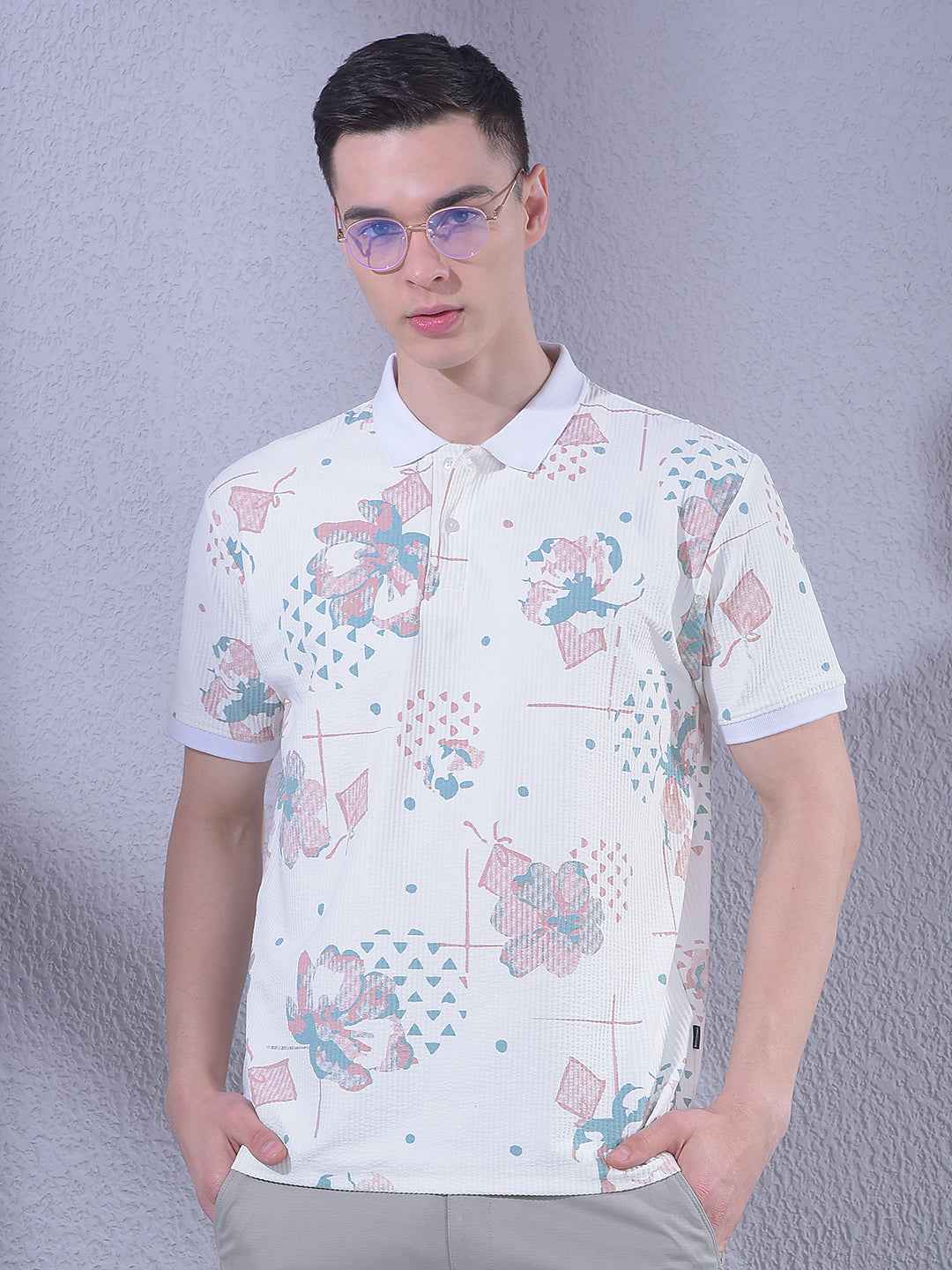 Blue Floral Print T-Shirt