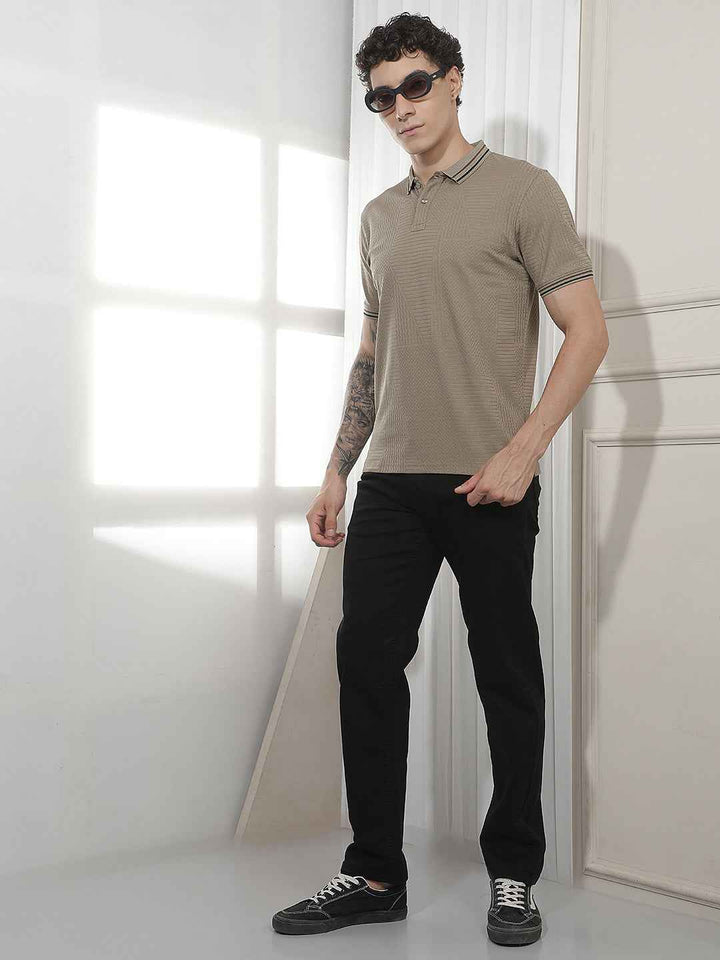 Olive Jacquard Polo T-Shirt