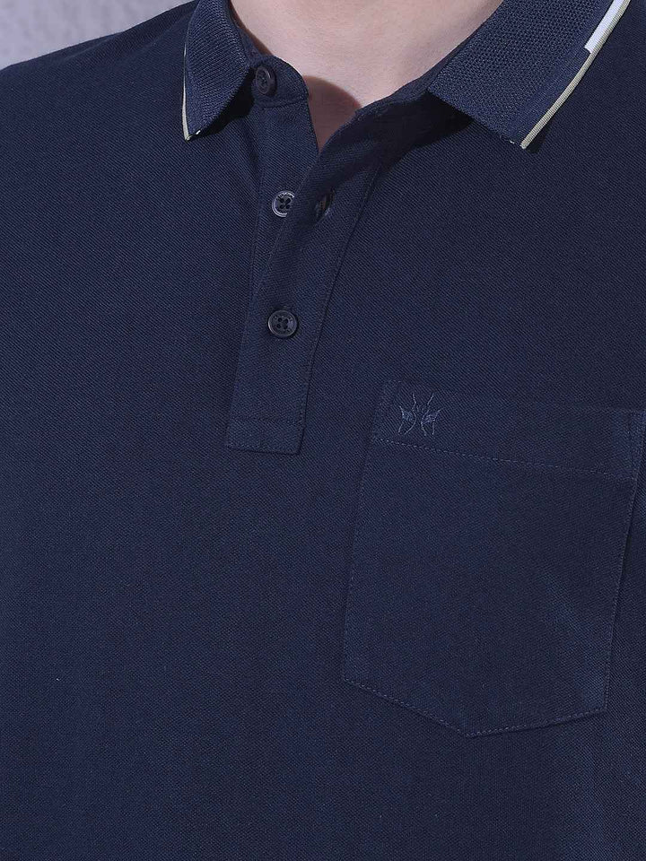 Navy Blue Polo Neck T-Shirt