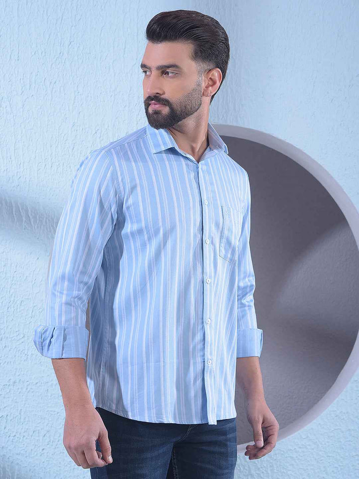 Blue Vertical Stripes Shirt