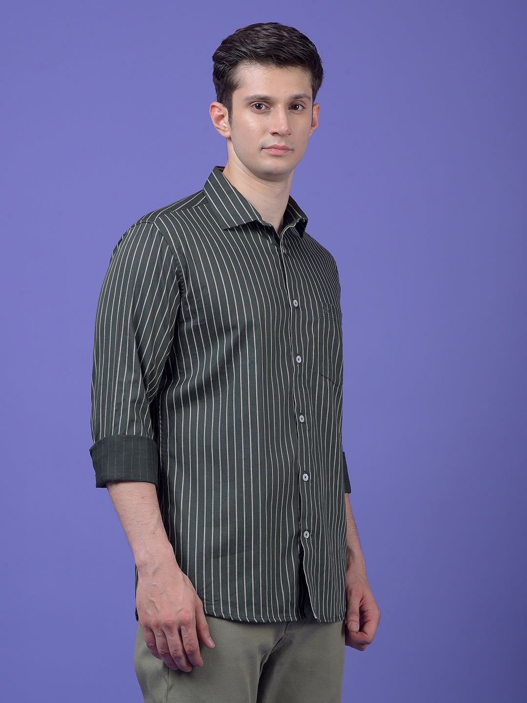 Green Vertical Stripes Shirt