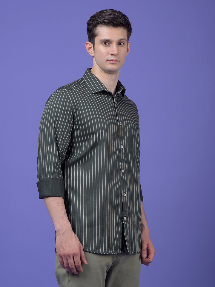 Green Vertical Stripes Shirt