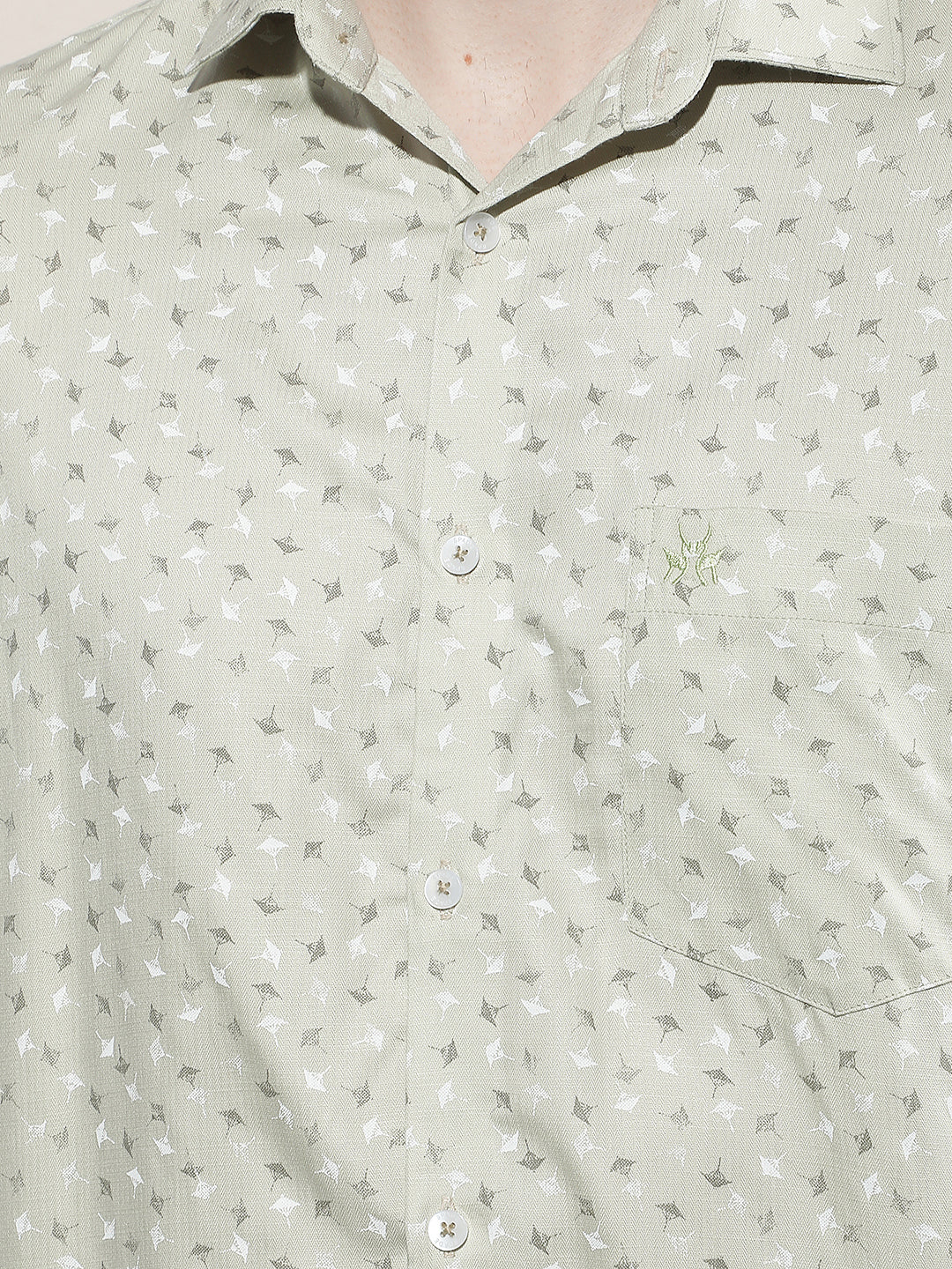 Classic Sage Green Printed Shirt