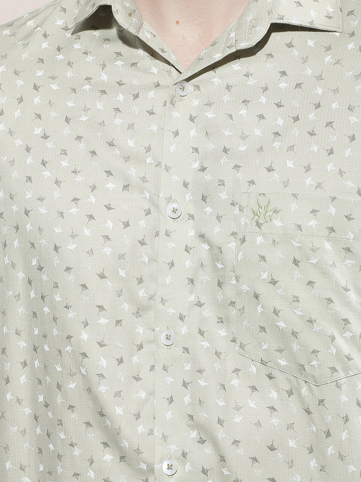 Classic Sage Green Printed Shirt