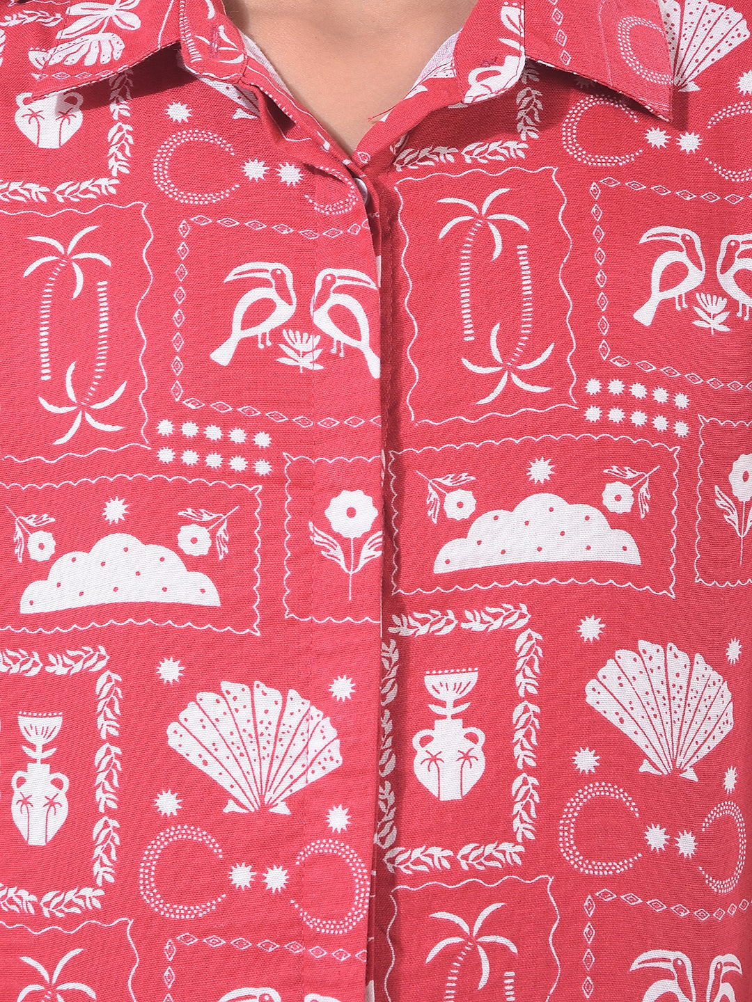 Red Printed 100% Cotton Shirt