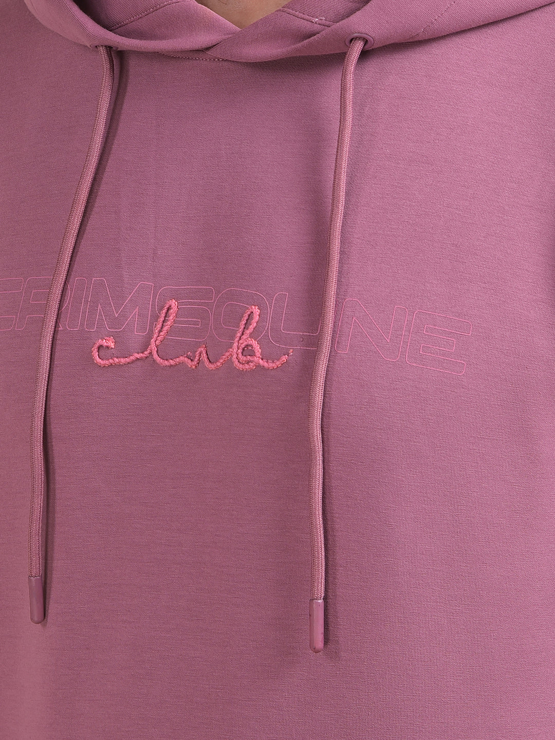 Pink Embroidered Hooded Neck Sweatshirt