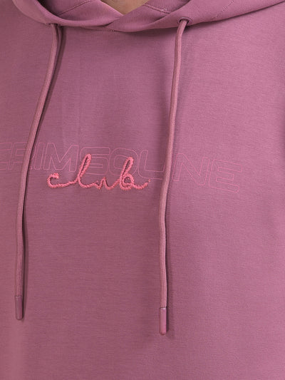 Pink Embroidered Hooded Neck Sweatshirt