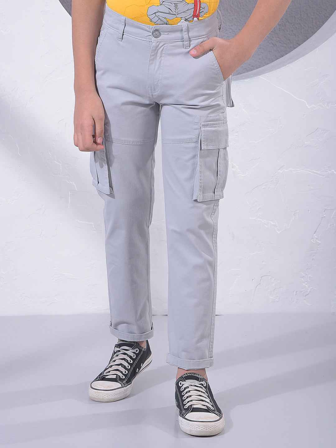 Stone Grey Utility Cargo Trousers