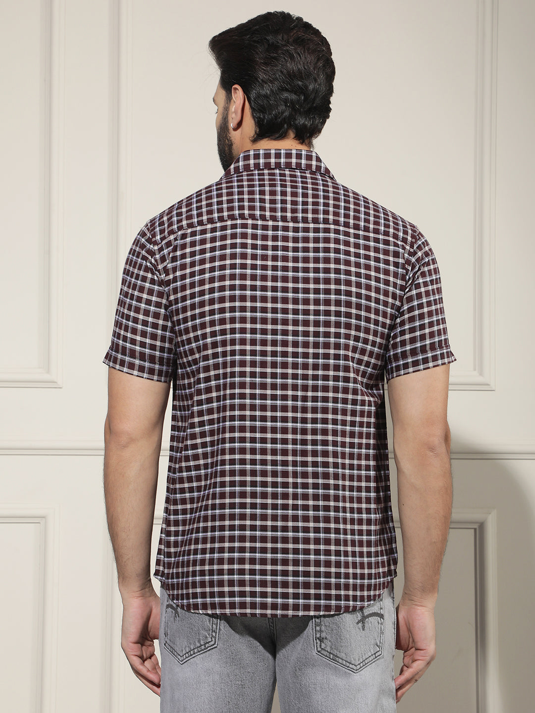 Minimalist Violet Purple Checked Shirt