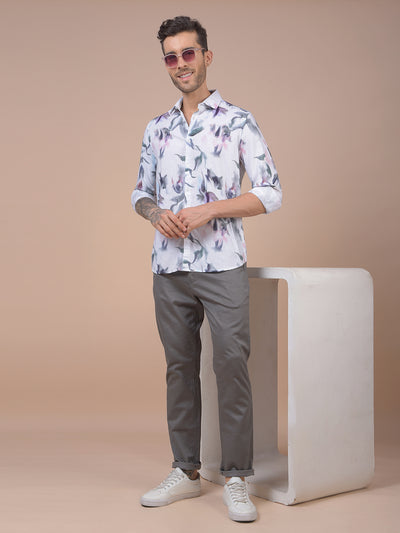Multi-Color Floral Print Linen Shirt