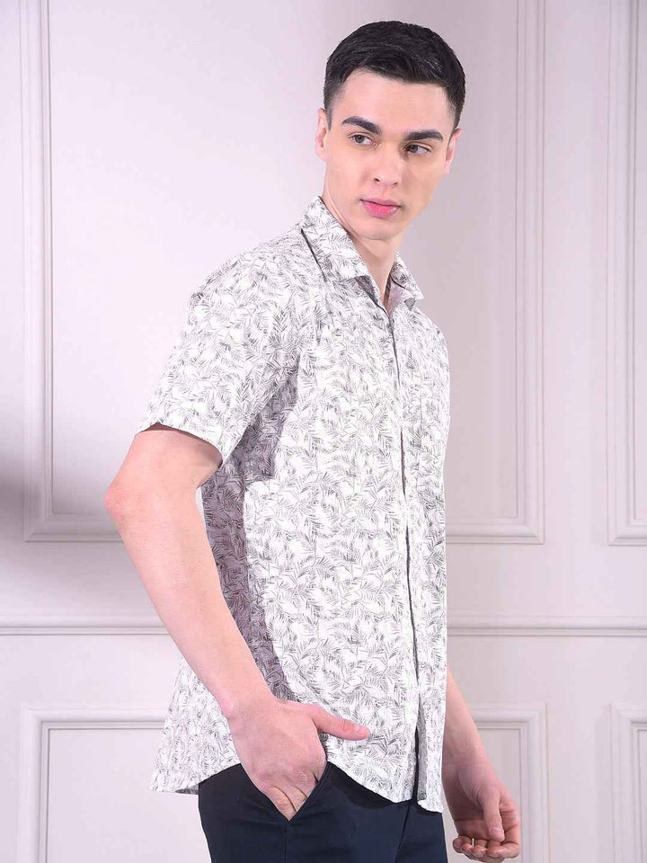 Grey Floral Print Shirt