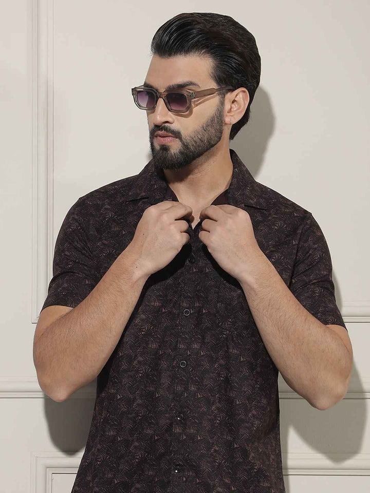 Wine Floral Print Shirt