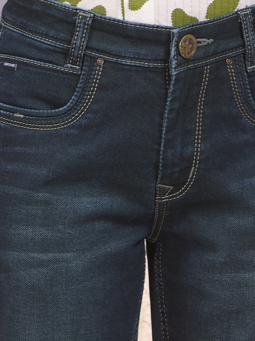 Stylish Tapered Fit Blue Jeans