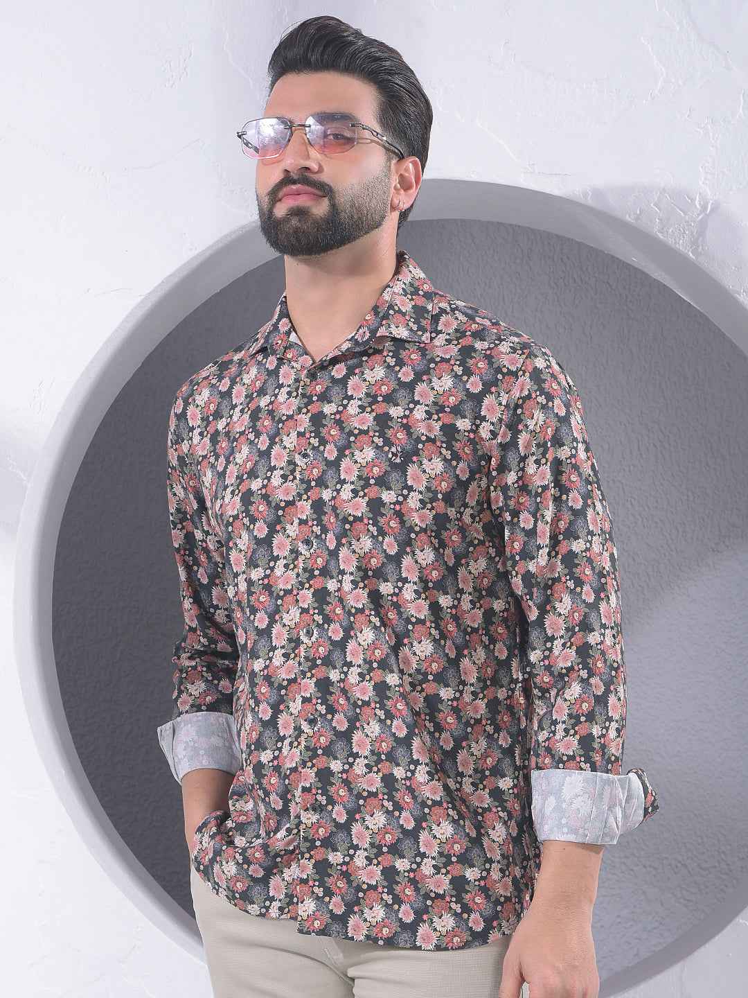 Multi-Color Floral Print Shirt
