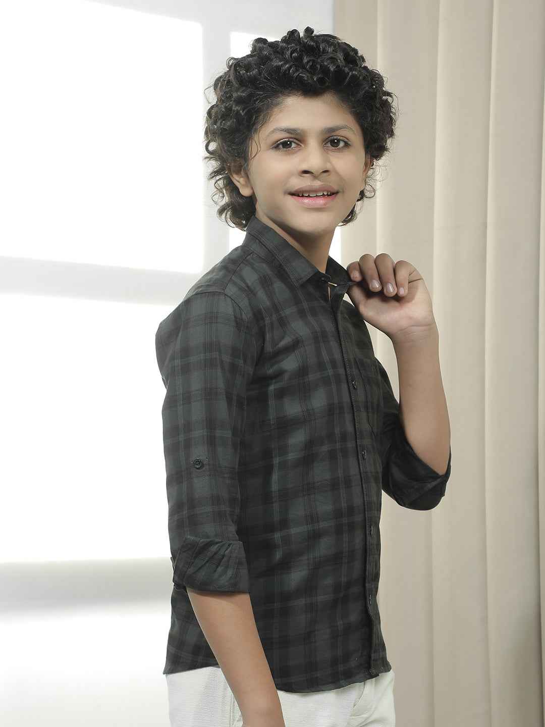 Green Checked 100% Cotton Shirt