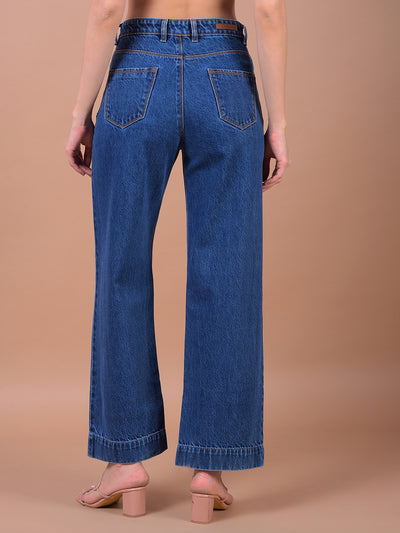 Blue Wide Leg 100% Cotton Jeans