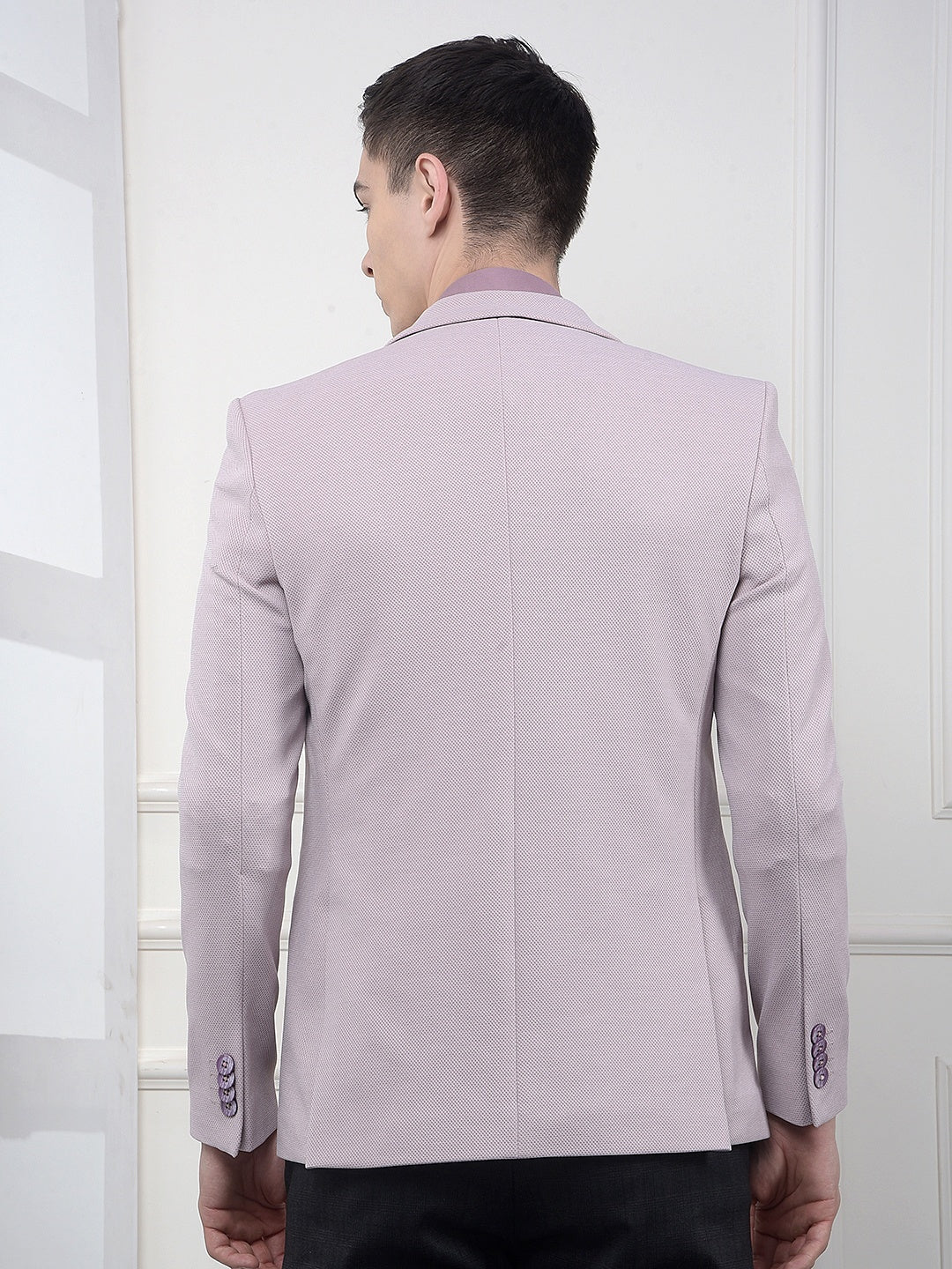 Pink Notched Lapel Single-Breasted Blazer
