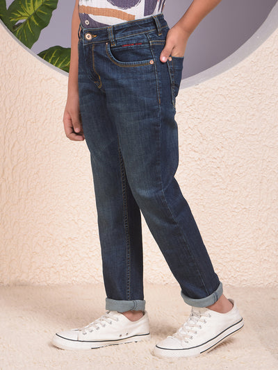 Casual Dark Blue Dark Wash Jeans