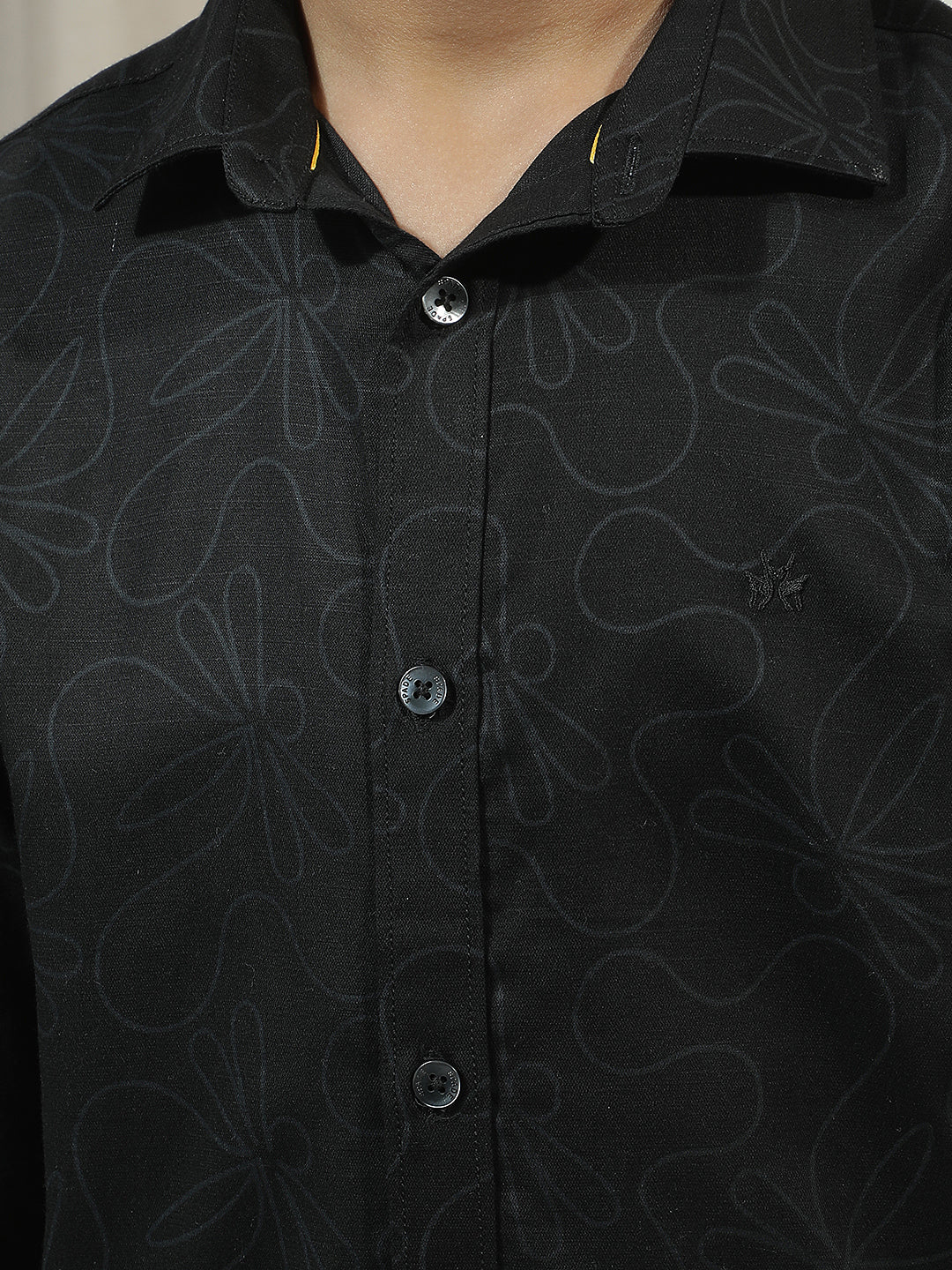 Black Floral Print Shirt