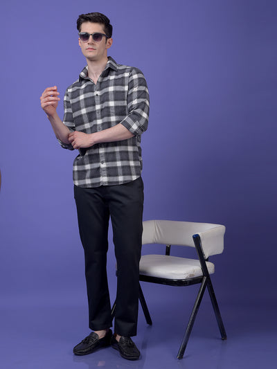 Grey Checked 100% Cotton Shirt