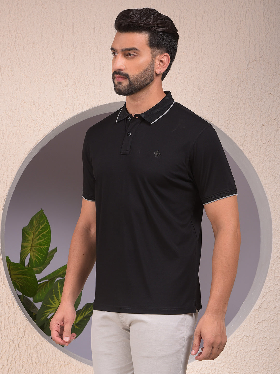 Swanky Black Polo Neck T-Shirt