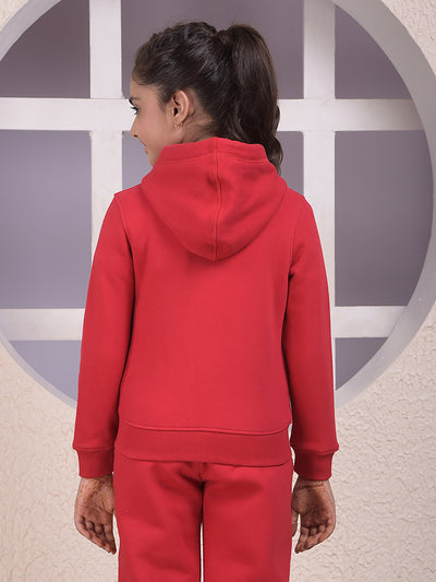 Red Hooded Neck Sweatshirt