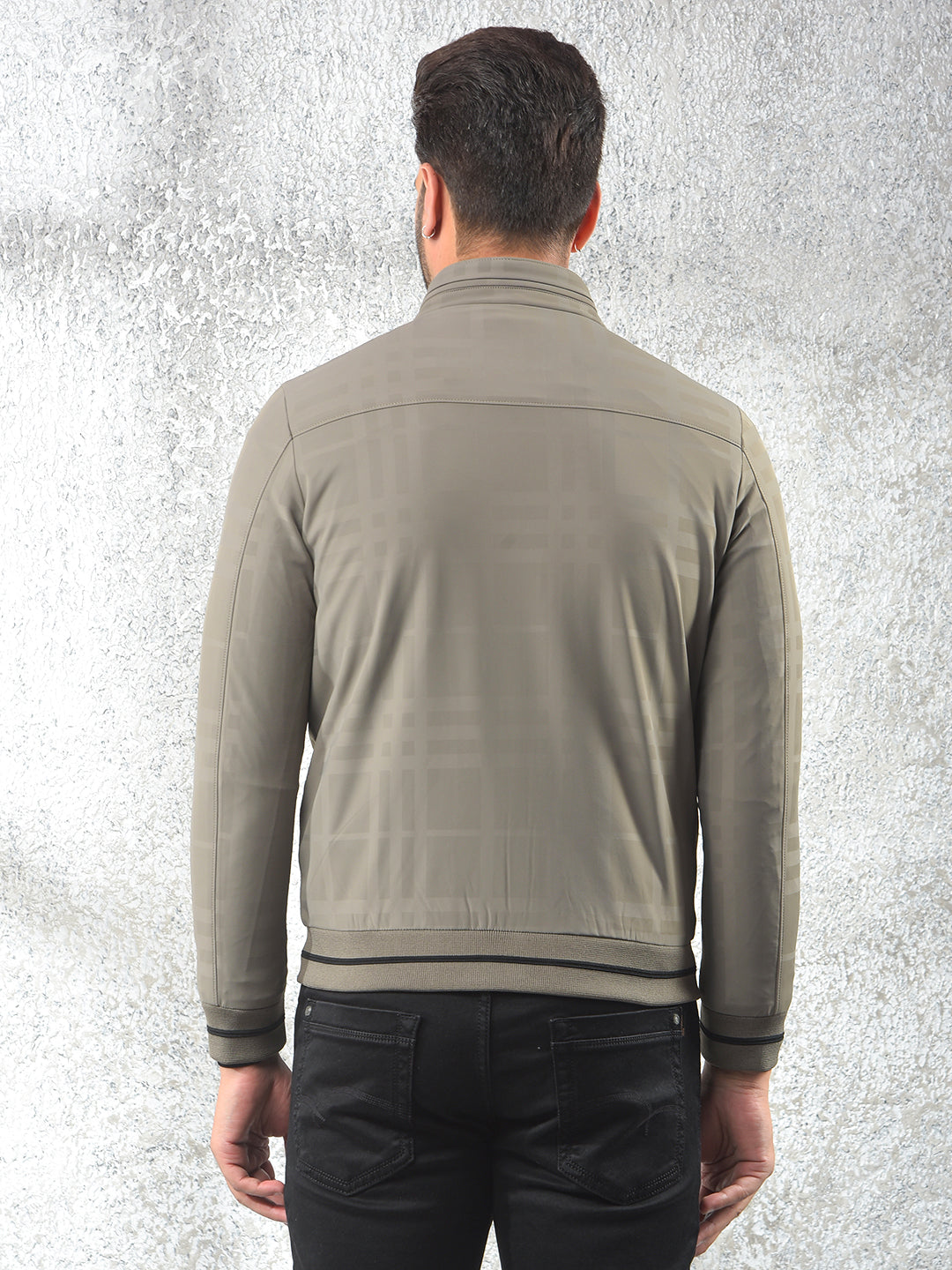 Beige Checked Puffer Jacket