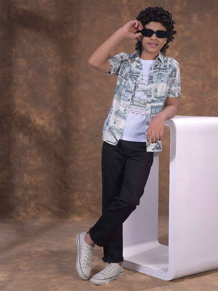 Black Textured Casual Shirt