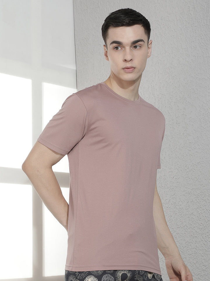Stylish Dusty Pink Crew Neck T-Shirt