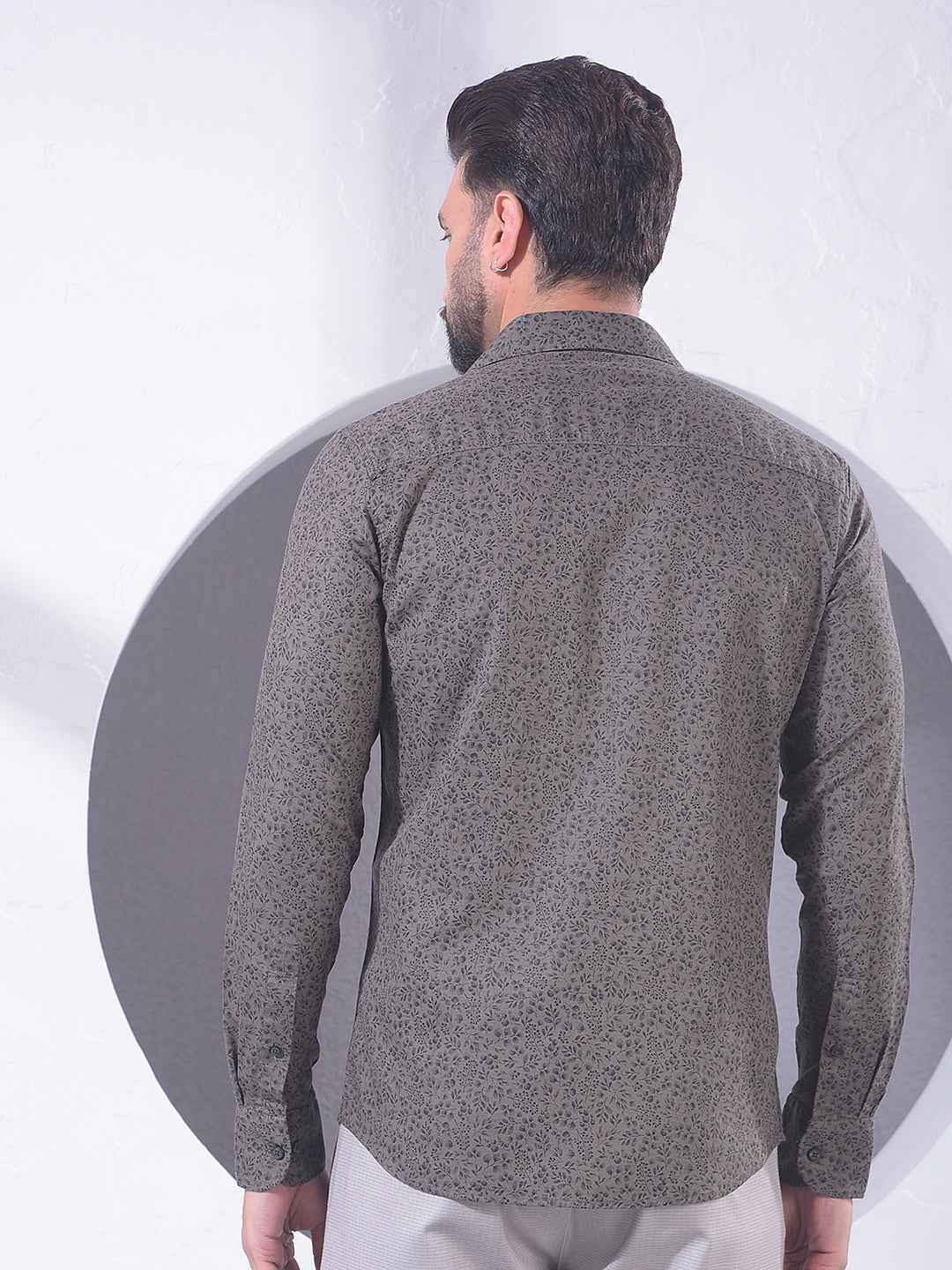 Grey Floral Print Shirt