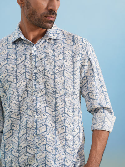 Blue Casual Printed Shirt