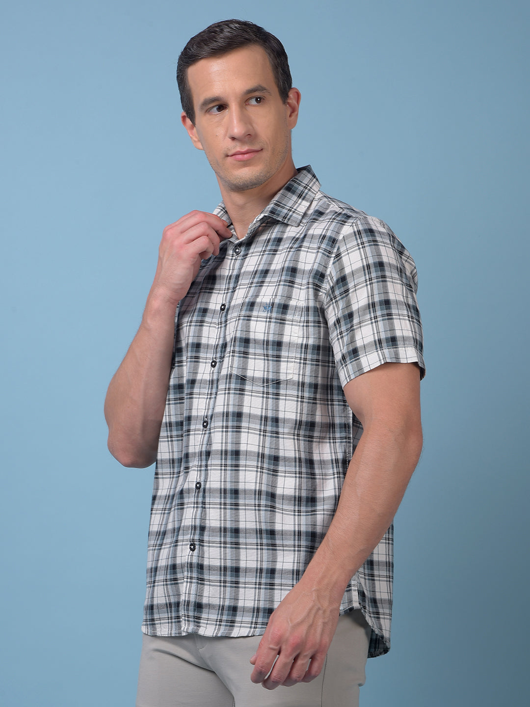 Blue Checked 100% Cotton Shirt
