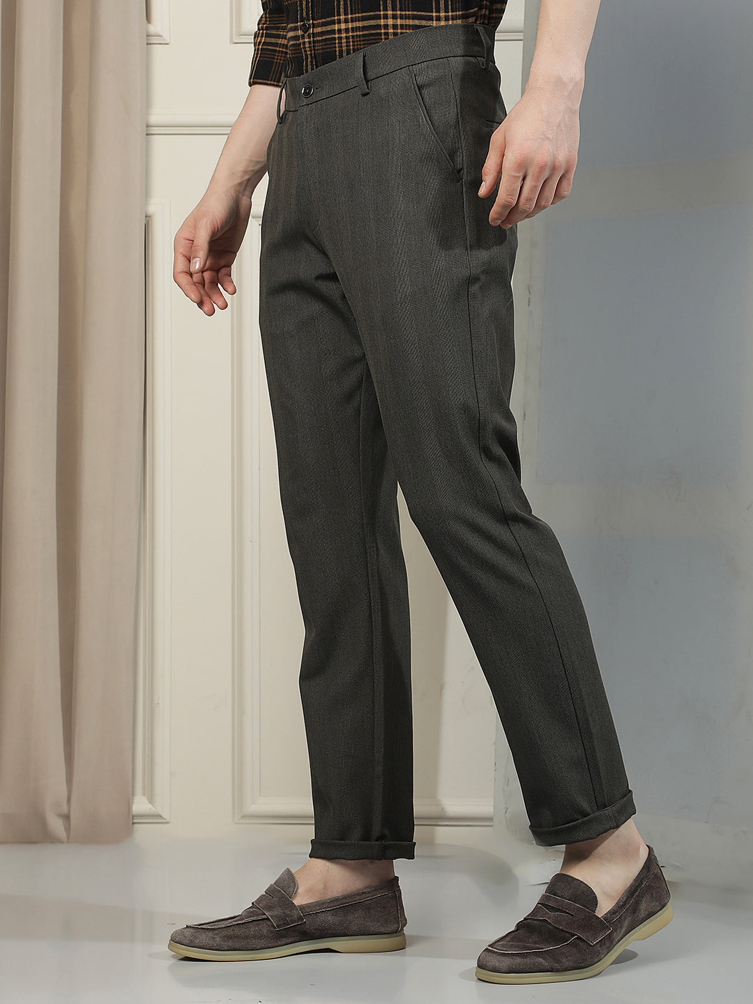 Tailored Obsidian Black Checked Trousers