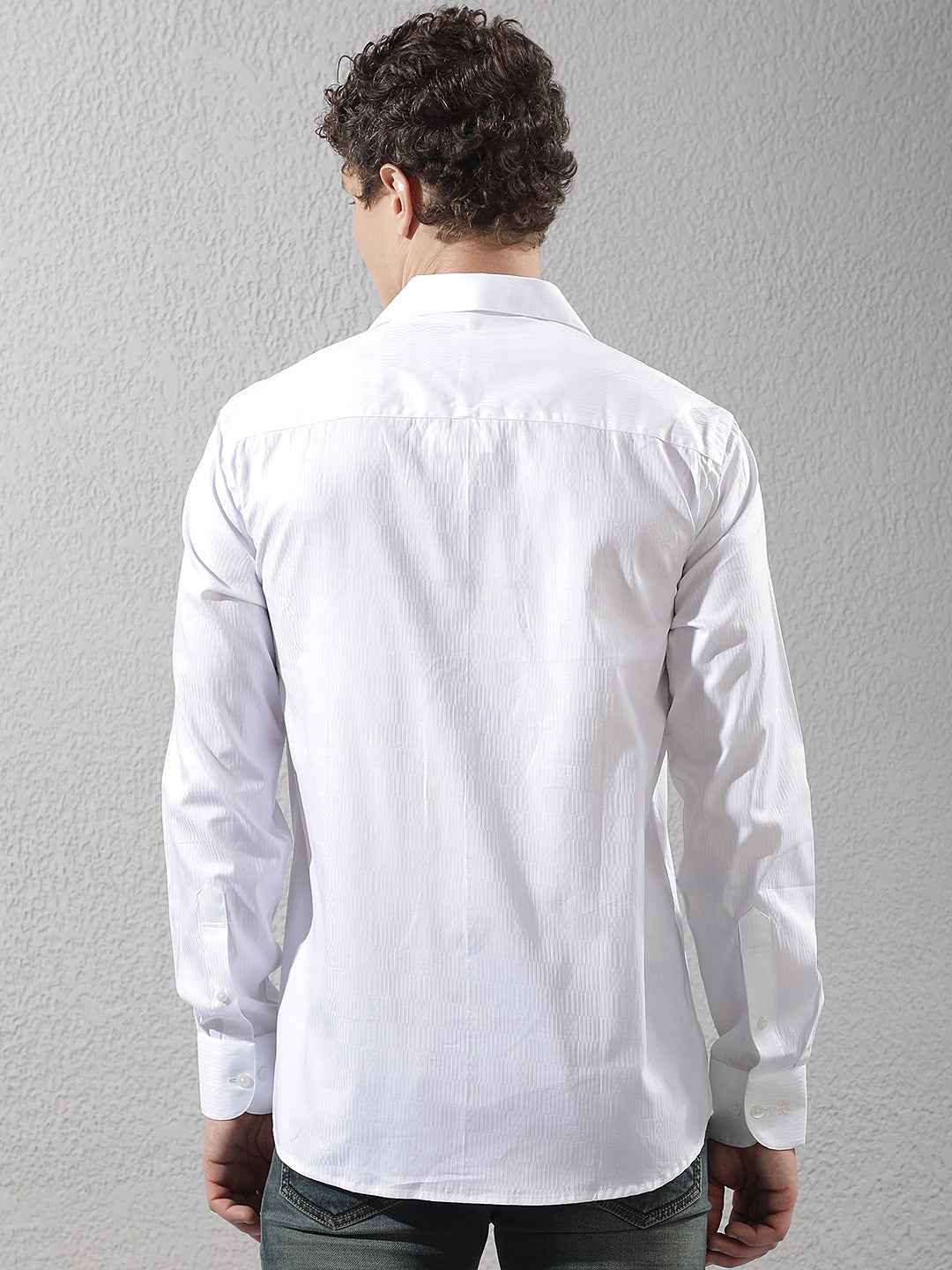 White Jacquard 100% Cotton Shirt