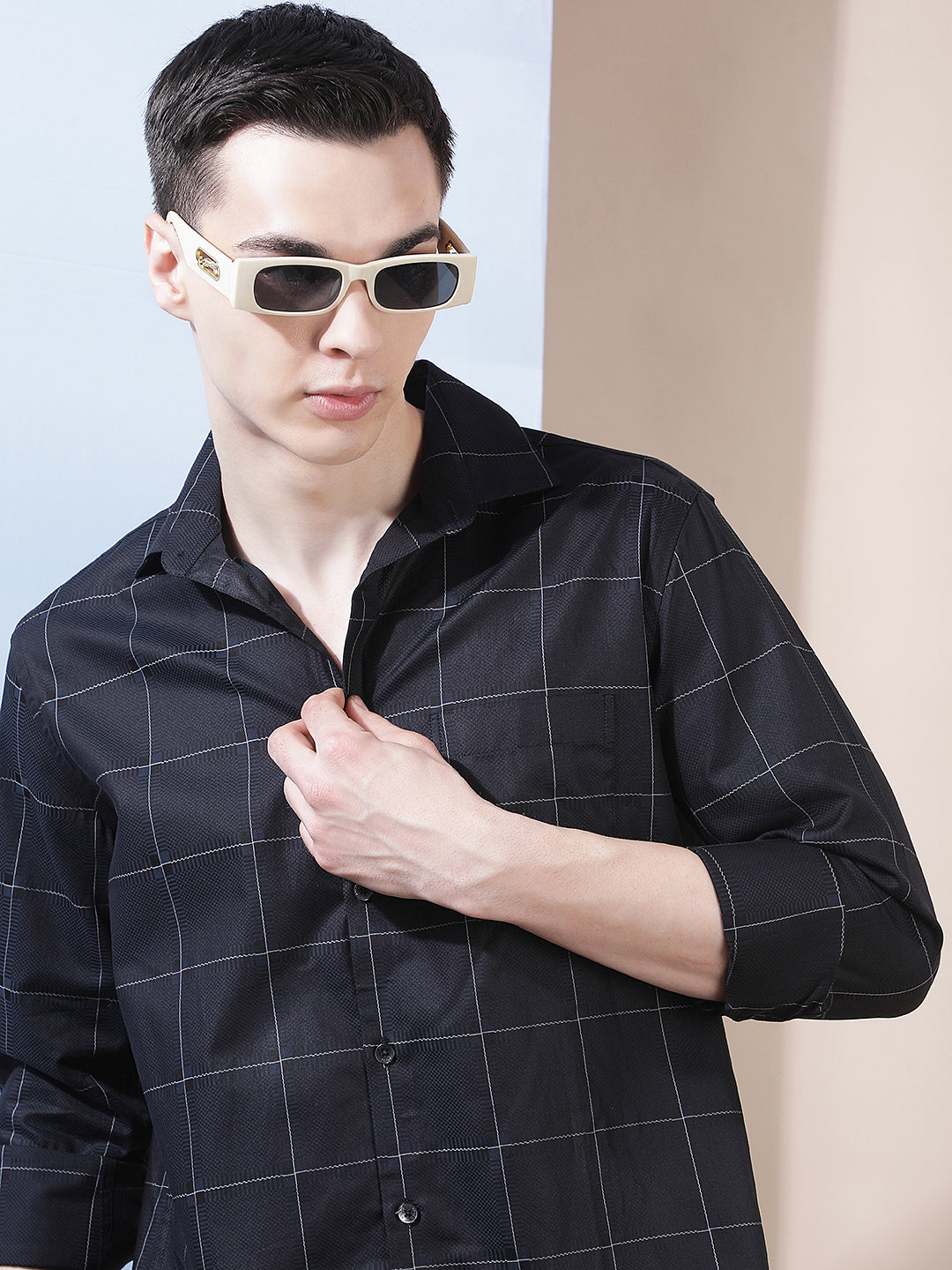 Blue Checked 100% Cotton Shirt