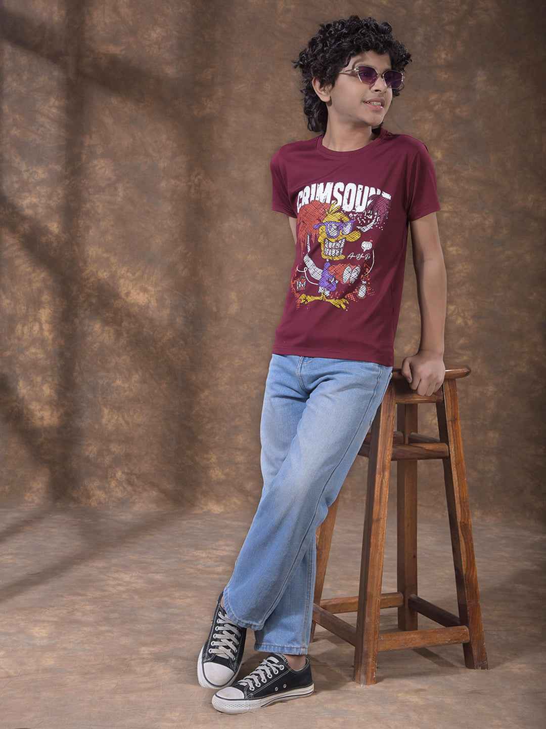 Maroon Graphic Print T-Shirt