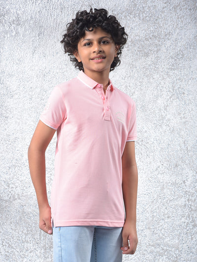 Voltage Track Pink Polo Neck T-Shirt